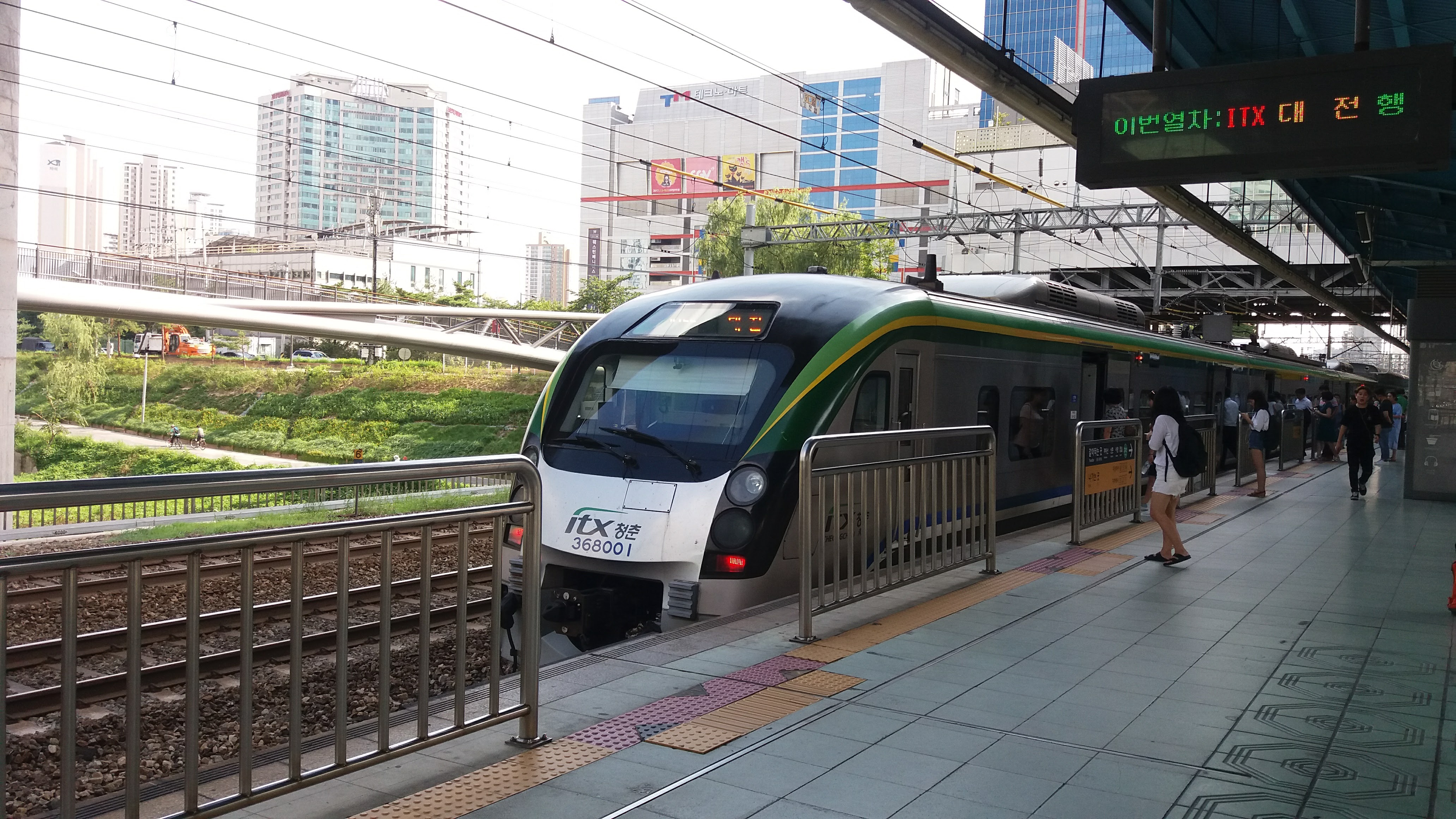 Korail ITX-Cheongchun train stopped at Sindorim Station in Seoul.