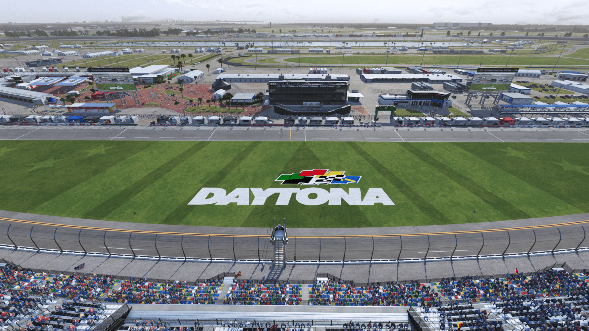 Official Le Mans Ultimate screenshot showing Daytona International Speedway in the simulator.