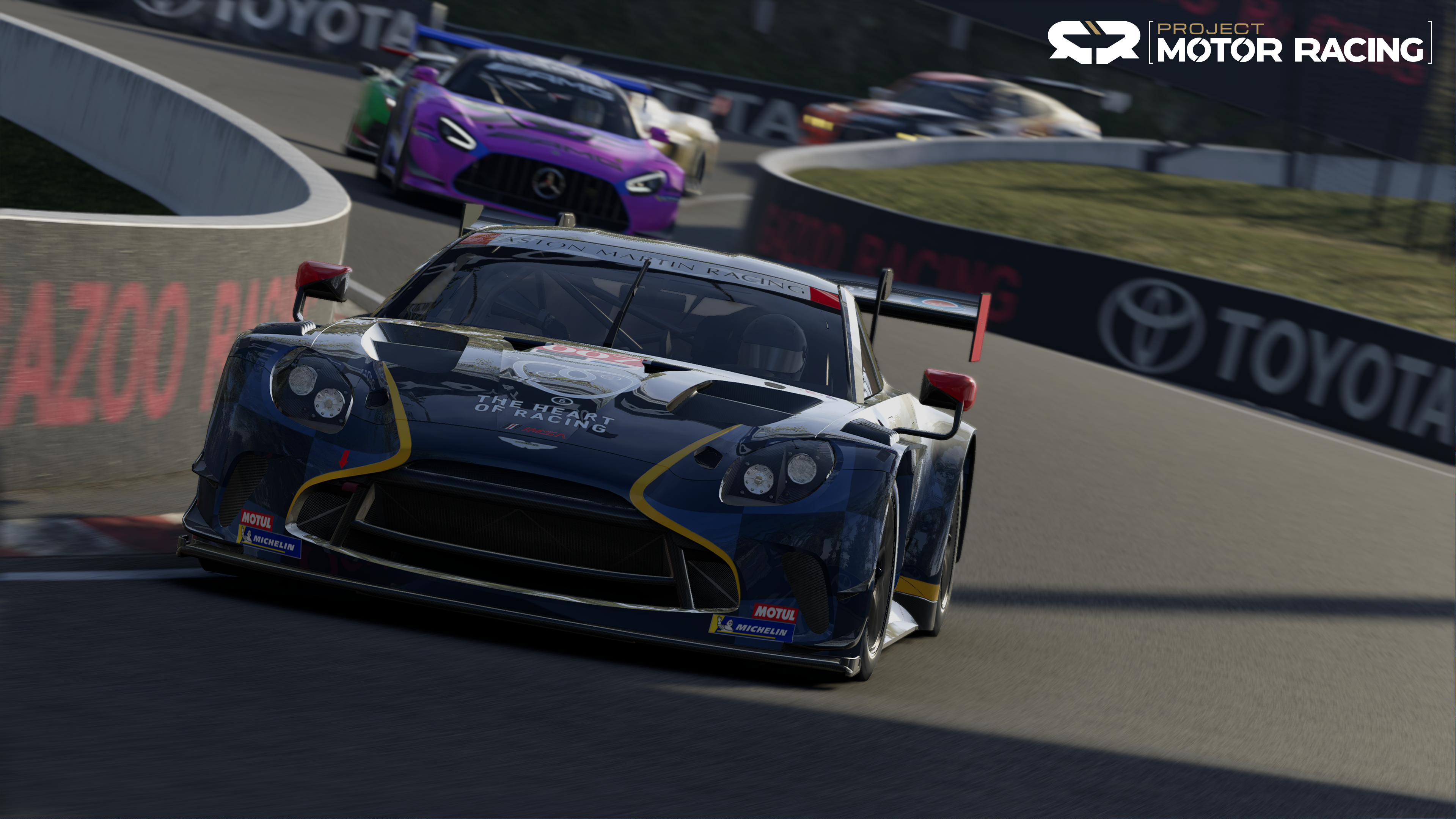Official Project Motor Racing screenshot of a GT3 car leading through a circuit corner.