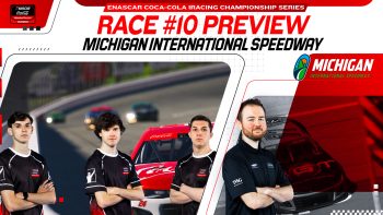 Official iRacing.com Motorsport Simulations image accompanying 2026 eNASCAR Coca-Cola iRacing Championship Series &#124; Preview &#124; Race 10 at Michigan Int&#8217;l Speedway