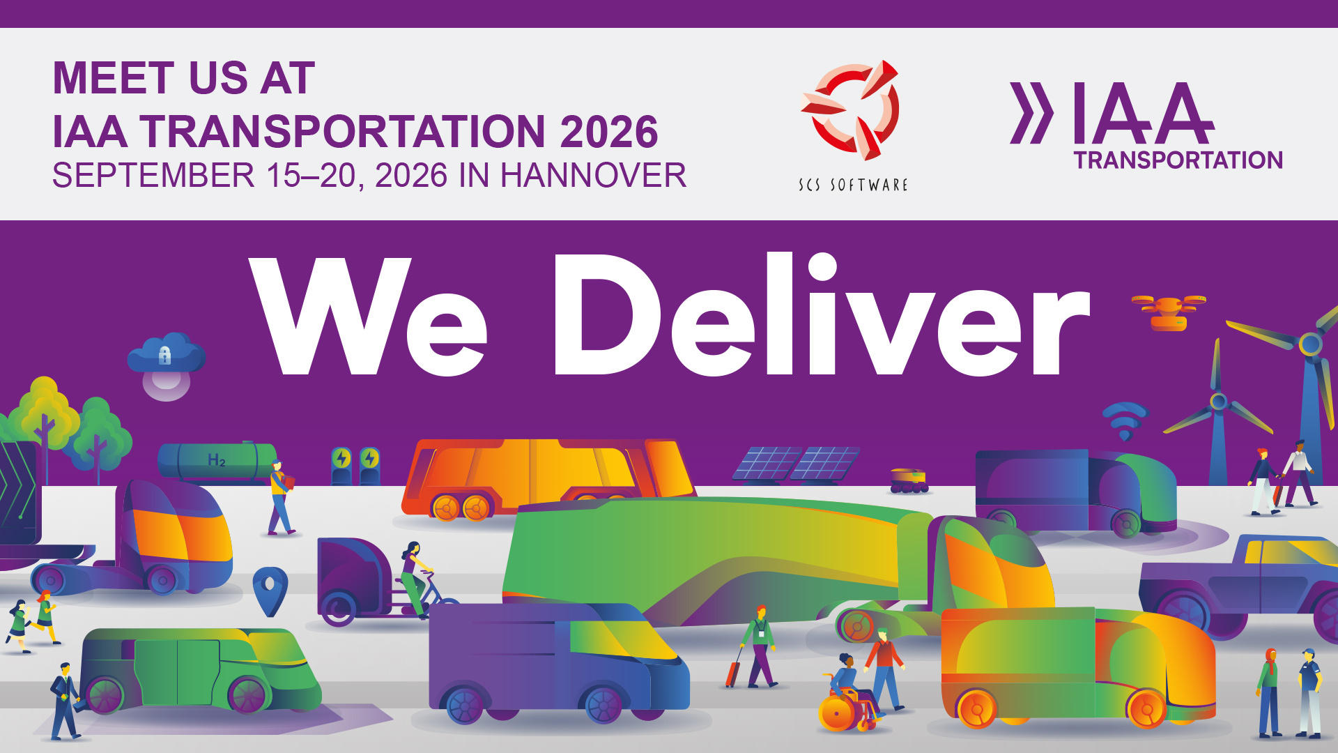 Official SCS Software image accompanying IAA Transportation 2026